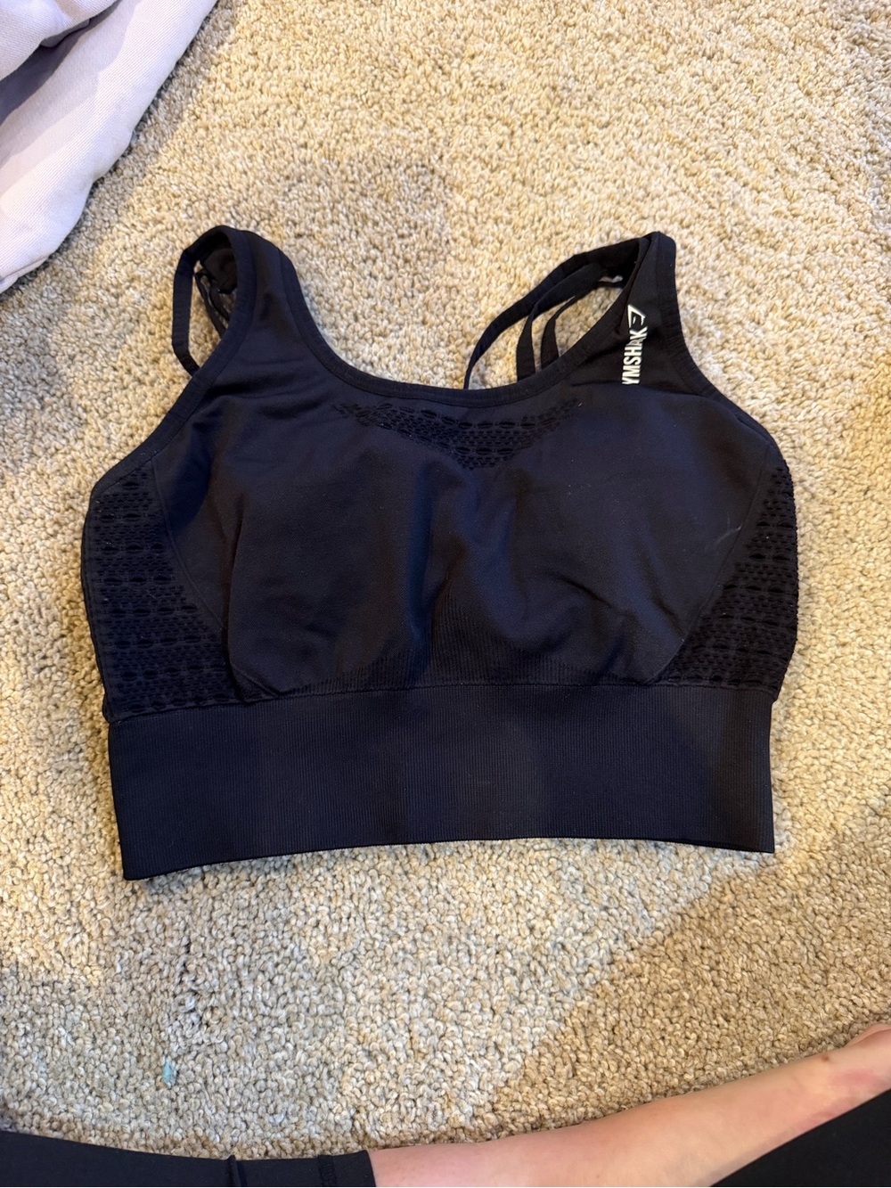 Gymshark Black Lace-Panel Seamless Sports Bra
